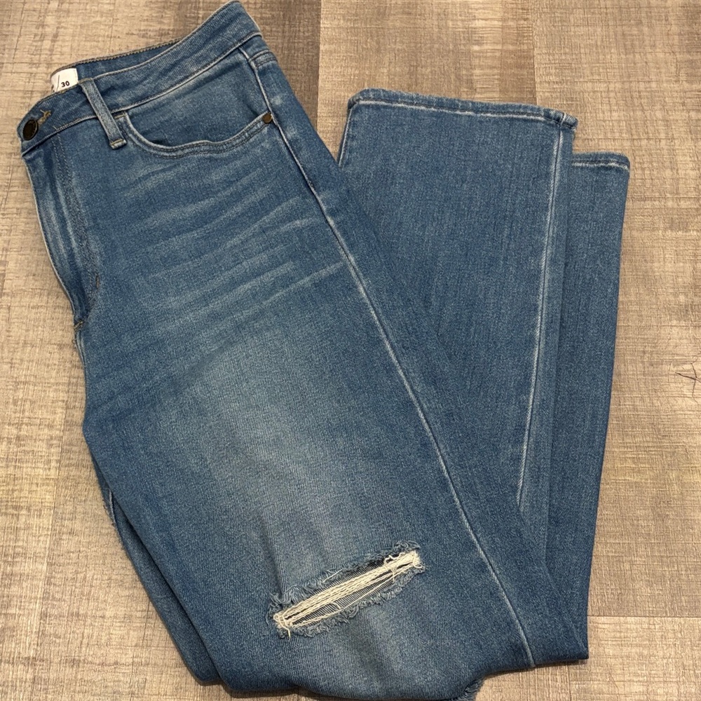 just black denim ripped straight jeans